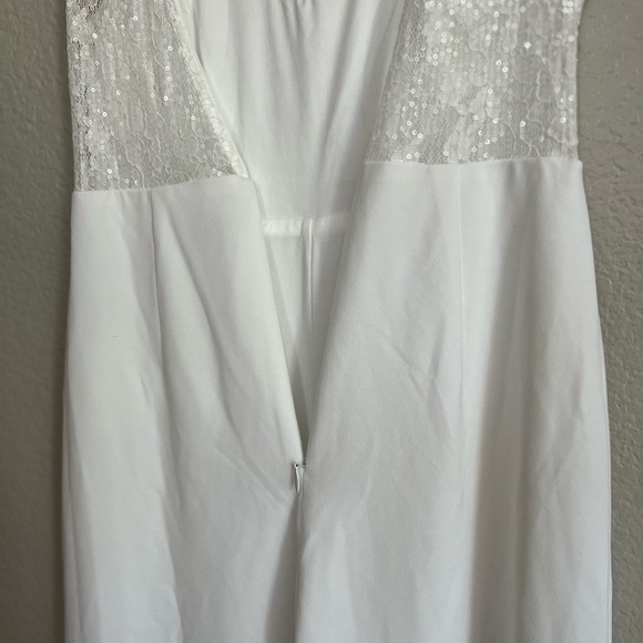 NWOT Romantic Inclinations White Lace Backless Wide-Leg Jumpsuit - Picture 8 of 9